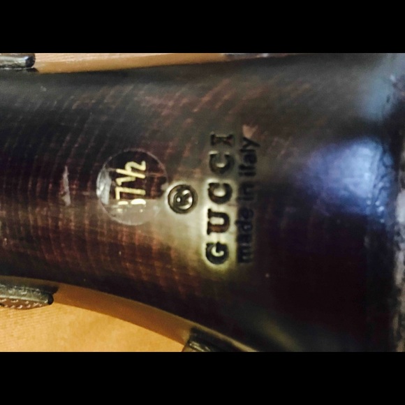 Fabulous Gucci Braided Wooden Heel Size 37.5 Dark Brown - Picture 5 of 7